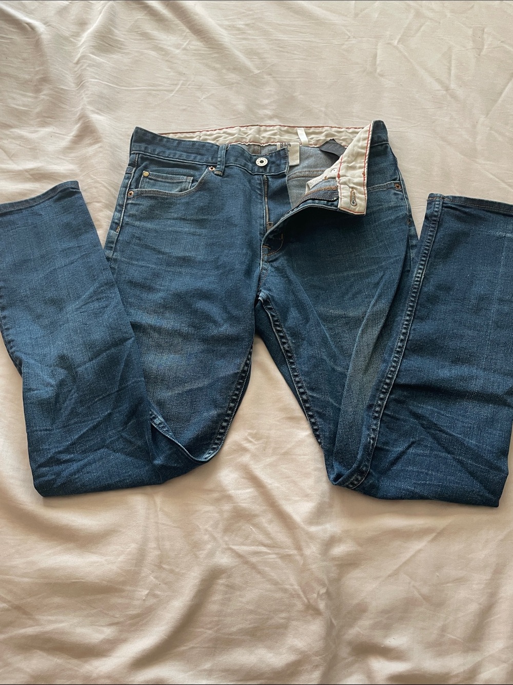 H&M Women's Slim Jeans in Dark Blue Denim